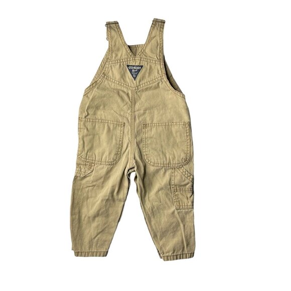 OshKosh B'Gosh Bib Overalls Baby 12 Months Tan Diaper Access - Picture 2 of 11